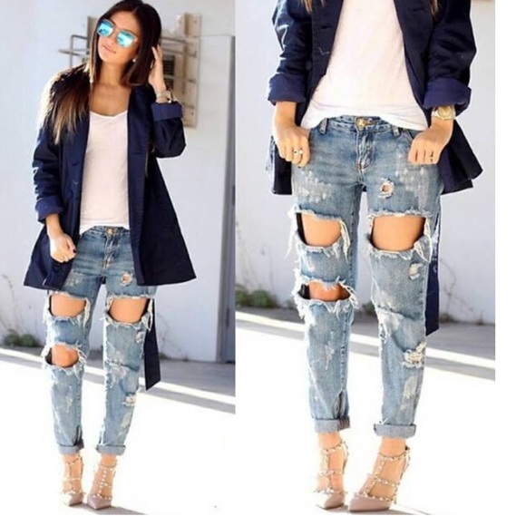 Free People Denim - Boyfriend Trashed Distressed Jeans